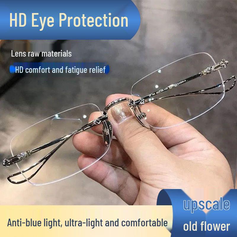 Unisex Frameless Anti-Blue Light Smart Zoom Reading Glasses