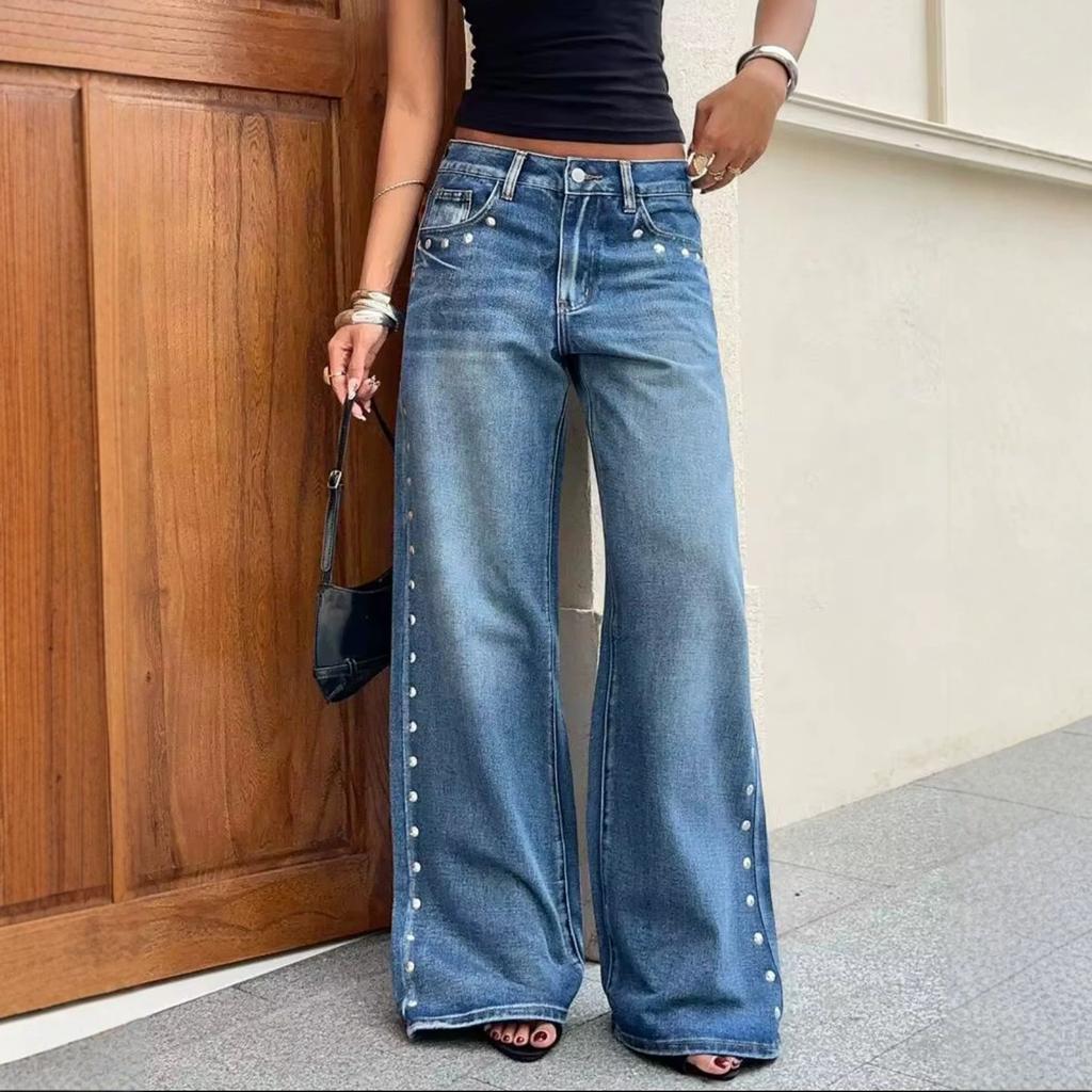 High Waist Straight Jeans Women Loose Casual Denim Trousers Daily Street Pants