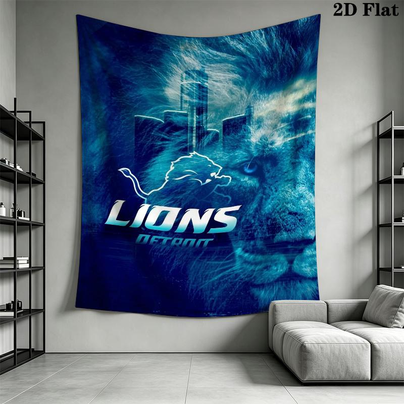 Detroit Lions Wall Tapestry Aesthetic Wall Hanging Printed Fabric Blanket Decorative Tapestries for Bedroom Living Room Home Decor