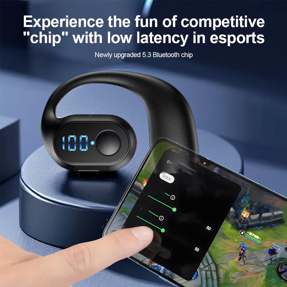 Bluetooth 5.3 Headphone Signle Digital Display Sports Headset Wireless Ear Hook Earphone HiFi Stereo Noise Reduction Earbud