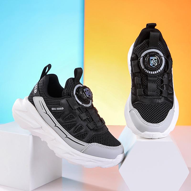 Ultra-Light Children's Running Shoes Soft Bottom Casual Sports Shoes for Boys And Girls Rotary Buttons Shoes double mesh shoes