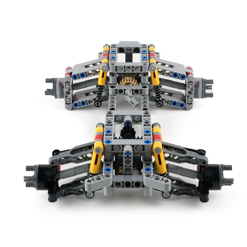MOC 4WD Independent Suspension Differential Chassis Steering Axle Building Blocks Four-wheel Drive Tech Car Parts Toys Kids Gift