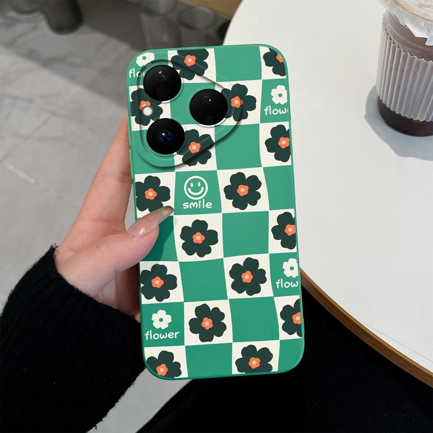 For Huawei Pura 80 Pro Nova Y70 Y90 Y61 6 7 8 9 SE Y72 4E 5T Phone Covers Fashion Grid Patterns Liquid Silicone Dustproof Cases For Huawei Bumper Capa