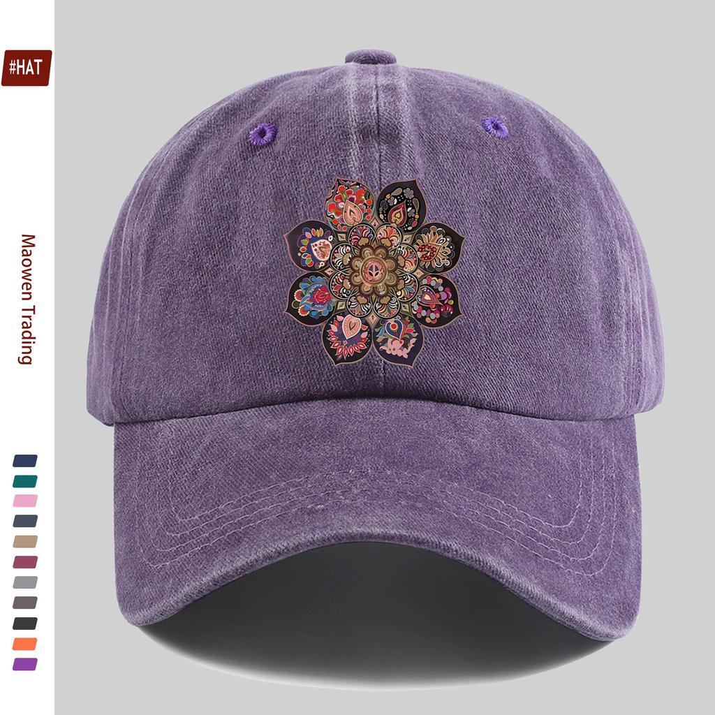 Pc Vintage Paisley Mandala Print Baseball Cap for Women  Men  Adjustable Trucker Hat with Buckle Strap Lightweight Suitable