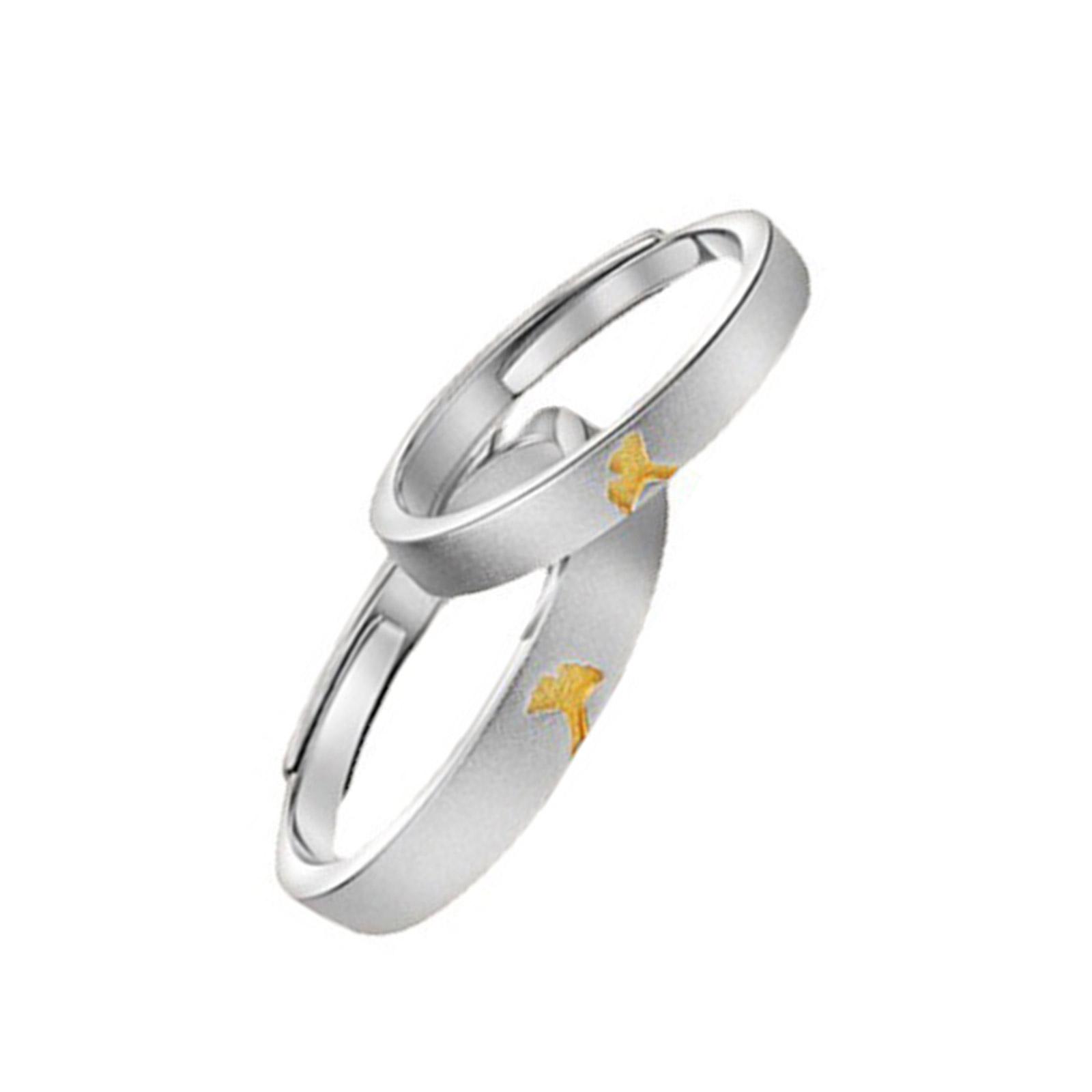

Minimalists Ginkgos Leaf Couple Rings With Sturdy Brass Materials Decoration for Daily Wear and Romance Dates Daily Use 1