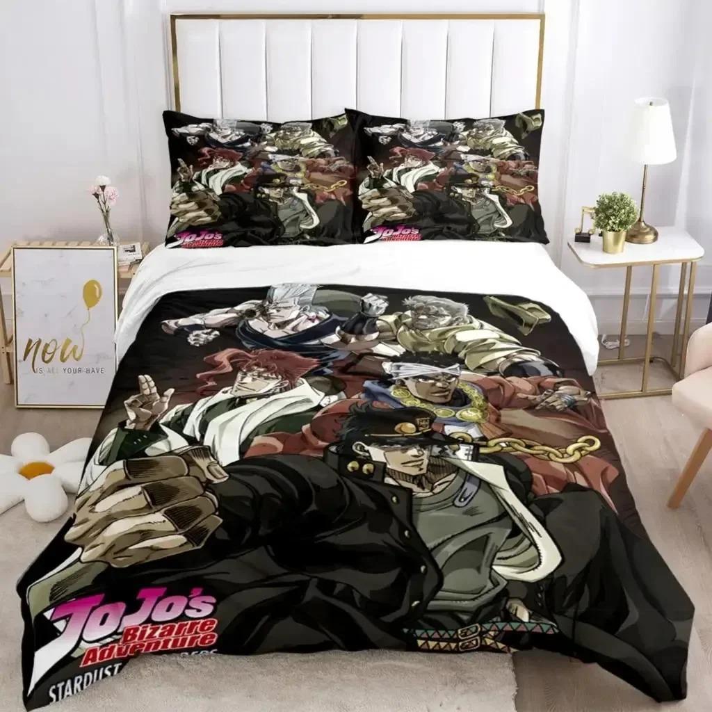Jojo Anime Print Bedding Set For Bedroom Soft Modern Bedspreads Comefortable Kids Duvet Cover Quilt Cover And Pillowcase