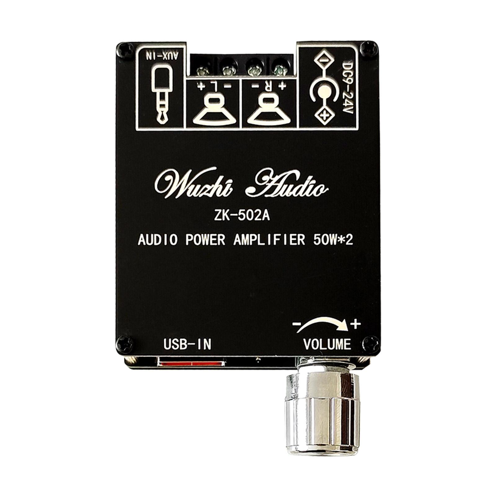 

Модуль аудиоусилителя ZK-502A с входами AUX, BT5.1, UDisk и USB-звуковой карты и защитой от перегрева
