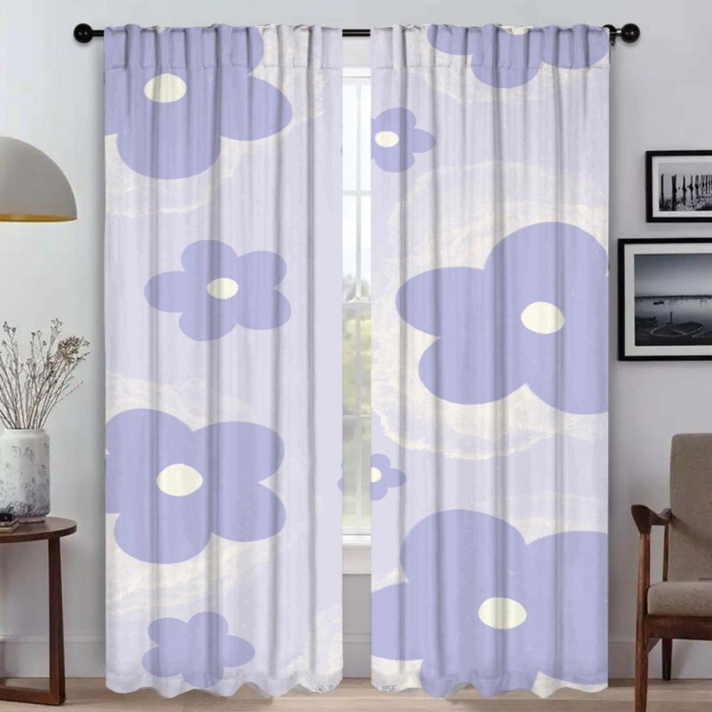 Cute Flowers Curtains for Bedroom Blackout Curtain for Room 2 Panel Halloween Decoration Partition Shades Home Interior Curtains