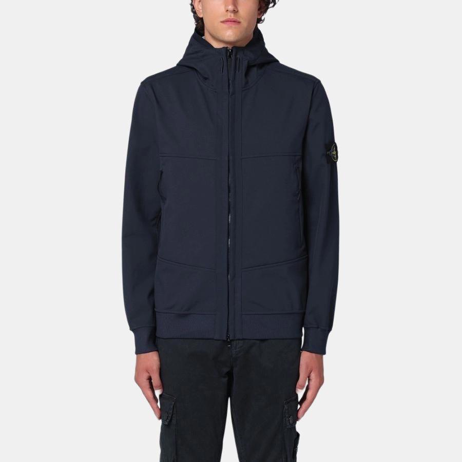 Stone Island FW24 Soft Shell Windproof Waterproof Breathable Hooded Zip Fleece Jacket Unisex jackets Dark-Blue 8115Q0322-V0020