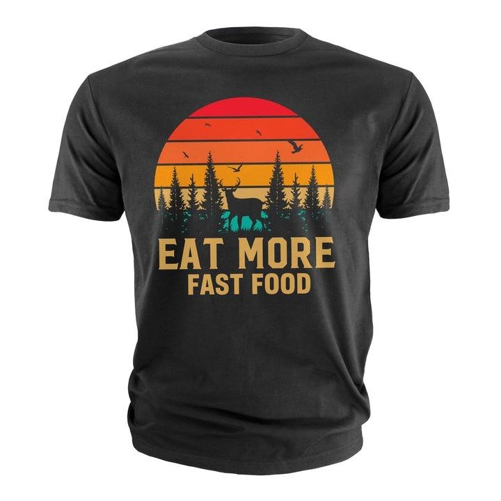New Men's Funny Fast Food T-shirt, Fast Food Deer Hunting Funny Pun T-shirt, Women's Round-neck Casual Short-sleeved Shirt