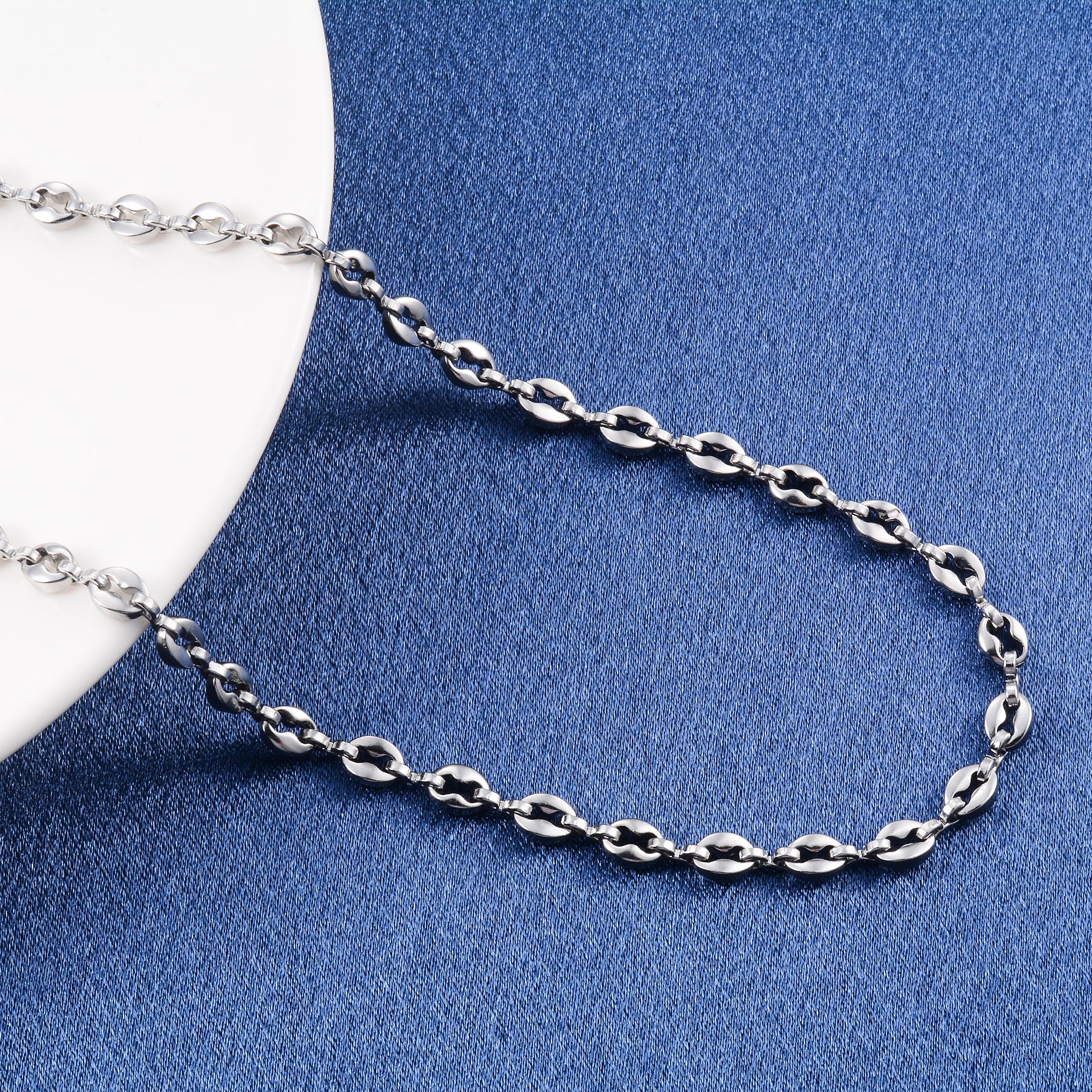 

Ручні намиста Ланцюжки з ланками у вигляді кавових зерен Аксесуари з нержавіючої сталі для жінок чоловіків Чокер на шию Кольє DIY Подарунок 20cm Bracelet