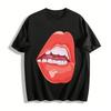 Funny Lip Print Short Sleeve T-Shirt Trendy Street Style Casual Top Pure Cotton T-shirt