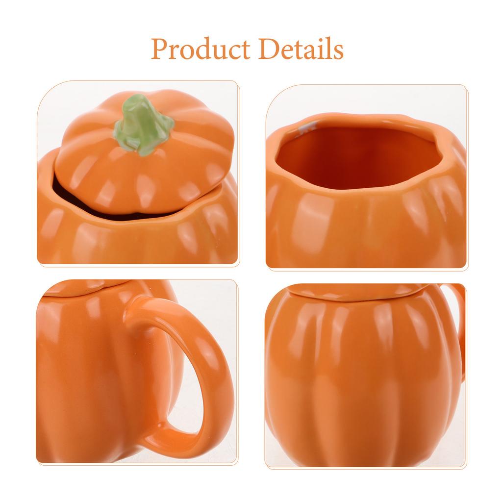 Ceramic Pumpkin Shaped Cup Lid 400Ml Coffee Mug Versatile Water Cup Office Home Microwave Safe Cute Ceramic Mug
