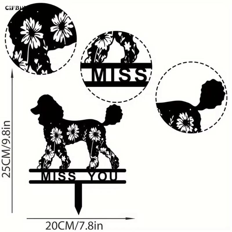 Metal Memorial Plaque for Poodle Elegant Garden Decor Anticorrosion Coated