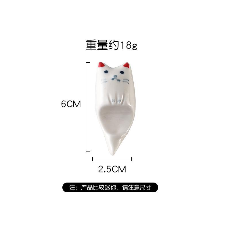 Hand-Painted Ceramic Chopstick Holder Pen Holder Cartoon Cat Japanese Ceramic Small Ornament Chopstick Holder Chopstick Holder Pillow