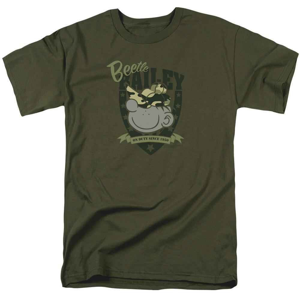 Beetle Bailey On Duty T Shirt Mens Licensed Army Comic Tee Military Green