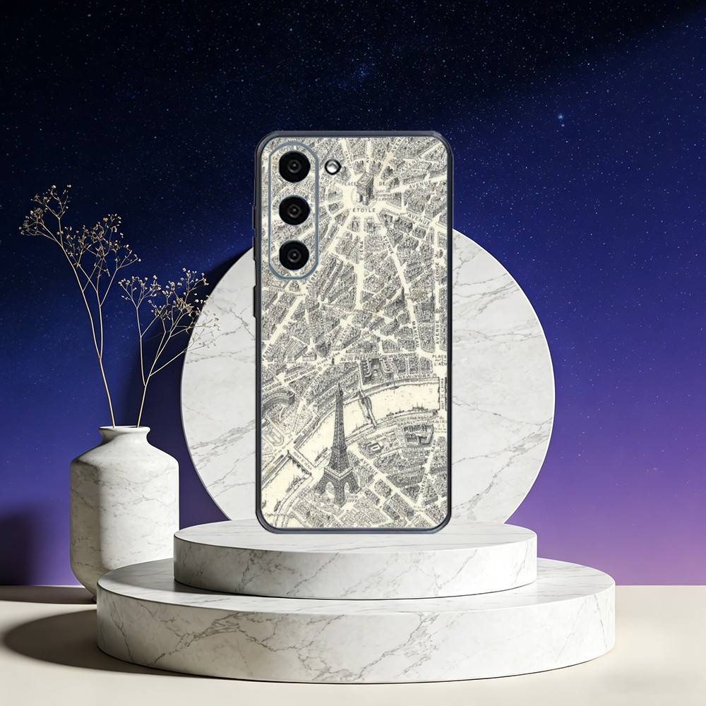 Famous City Sketch City Map Phone Case For Samsung Galaxy A73,A72,A71,A70,A53,A52,A51,Others Soft Black Cover