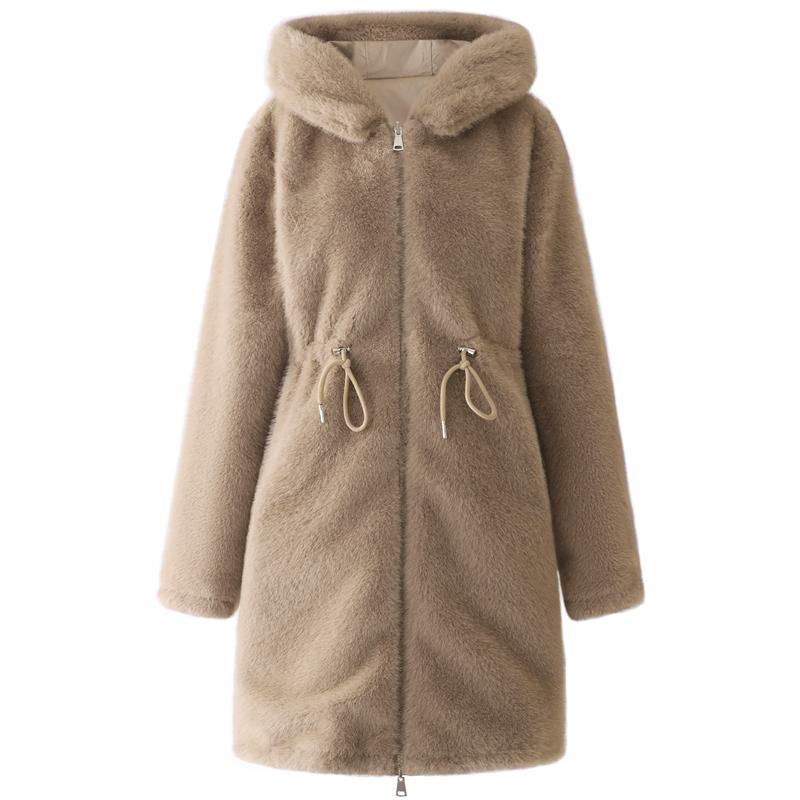 Fashion Winter Coat Female Long Parkas Hooded Can Be Worn On Both The Inside and Outside Loose Thick Warm Women's Faux Fur Jackets