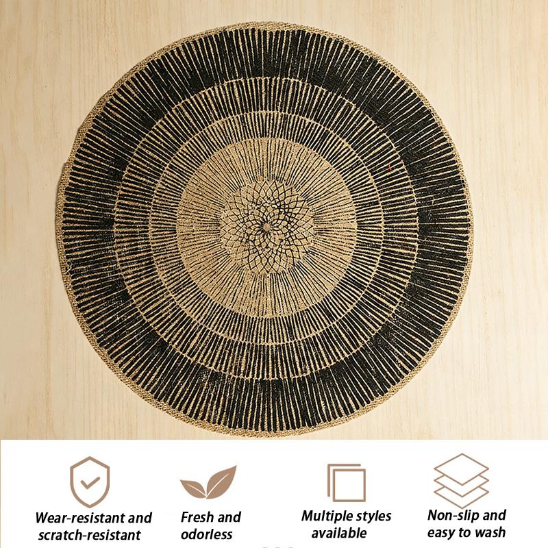 Boho Mandala Round Placemats Heat-Resistant Linen-Cotton Table Mats Washable Non-Slip Dining Decor