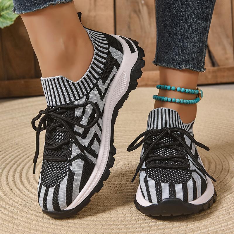 

Fashion Mix Color Breathable Knitted Sneakers Women 2025 Autumn Platform Sport Shoes Woman Comfortable Non Slip Running Shoes Female 41 серый