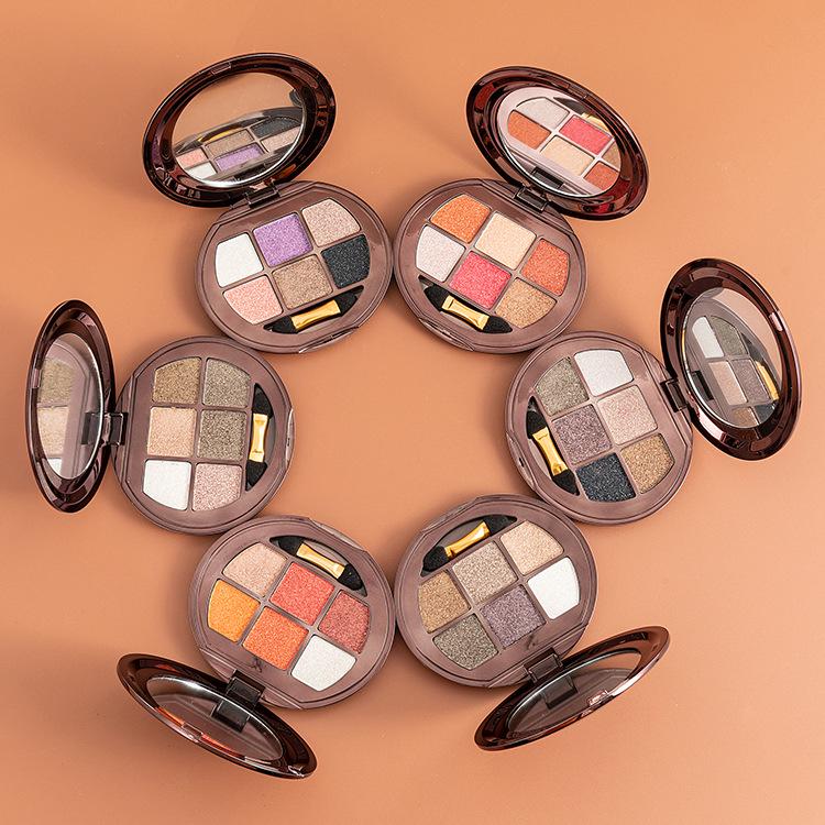 Silky Six-Color Earth Tone Eyeshadow Palette: Matte & Pearlescent Shades for Beginners