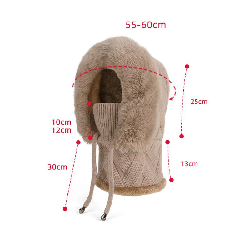 Winter Warm Mask Scarf Integrated Cap Outdoor Windproof Knitted Cap Women's Ear Protection Wool Cap
