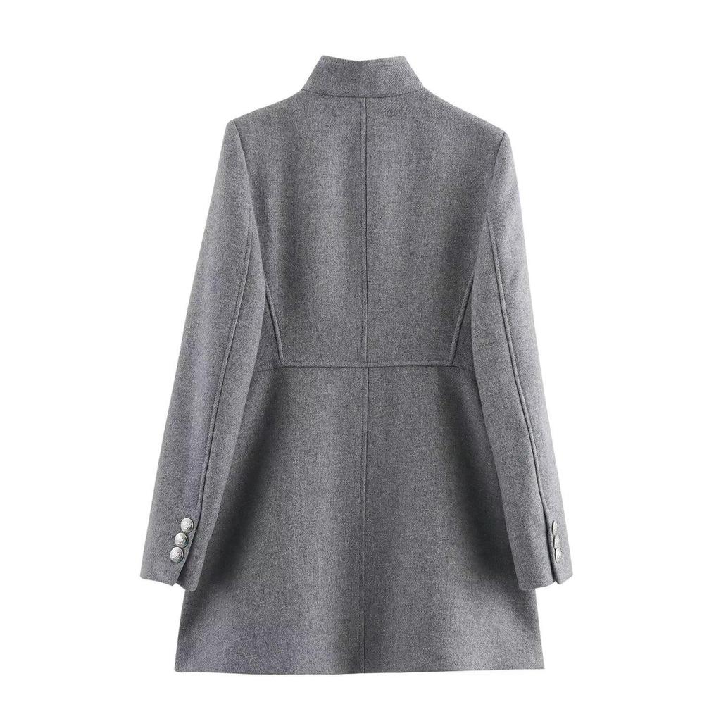 2024 Autumn Women's European & American Style Double-Breasted Overcoat Jacket