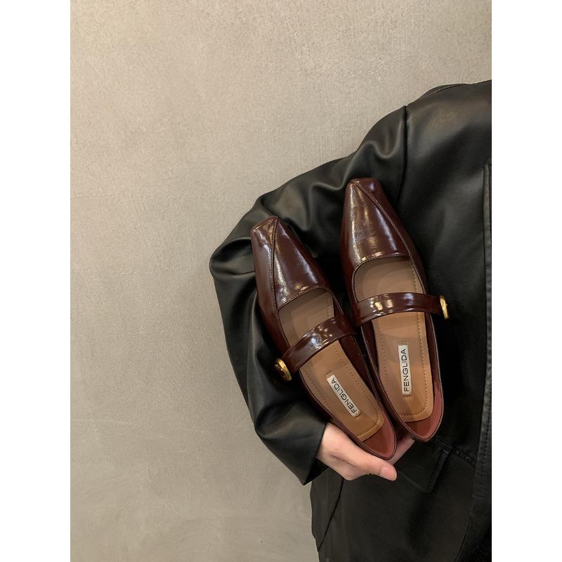 Shallow single shoes women's low heels spring new retro temperament evening Mary Jane shoes