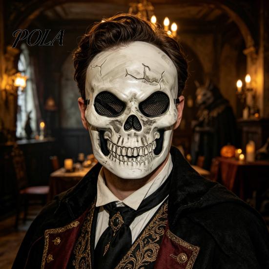 Halloween Mask for Adults Full Face Skull Mask, Spooky Cosplay Prop Haunted Breathable Nose Design House, Horror Party Costume Accessory, Trick