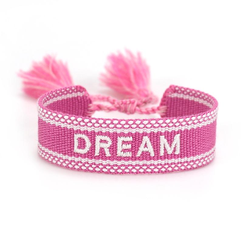Handmade European Style Embroidered Love Bracelet with Tassels for Girls