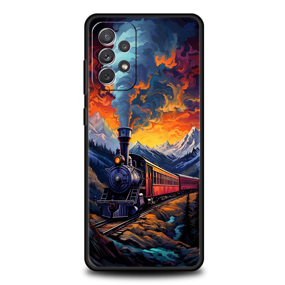 Cartoon Train Phone Case for Samsung Galaxy A15 A14 A25 A54 A34 A51 A71 A72 A73 A32 A52 A52S A11 A21S A31 A41 5G Soft Shell Bags
