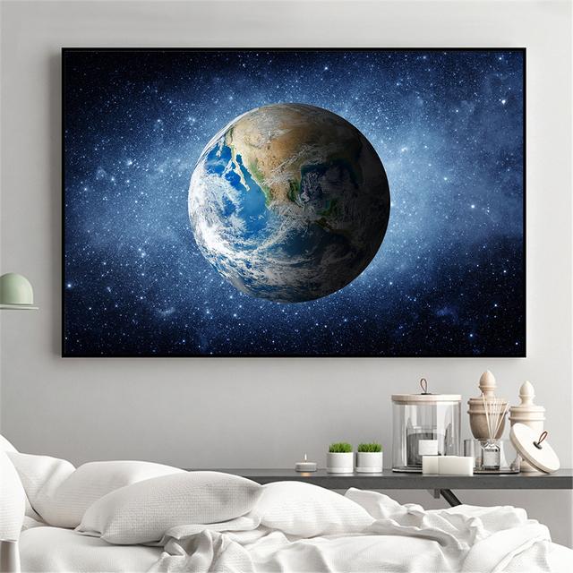 Universe Earth Meteorite Posters and Prins Galaxy Stars Astronaut Planet Hole Space Wall Pictures for Living Room Decoration