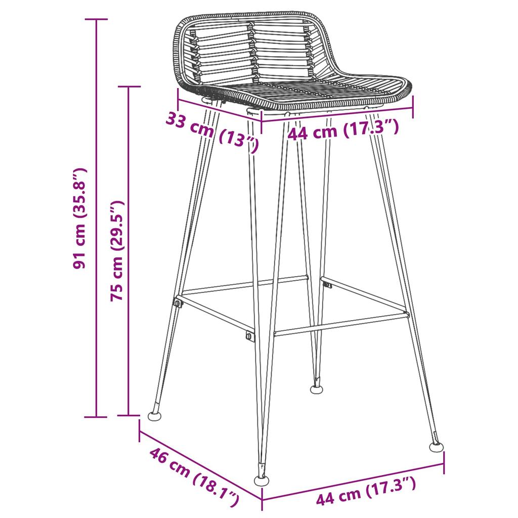 Bar Stool 44 X 46 X 91 Cm Steel Tube Frame (Diameter: 10 Mm)