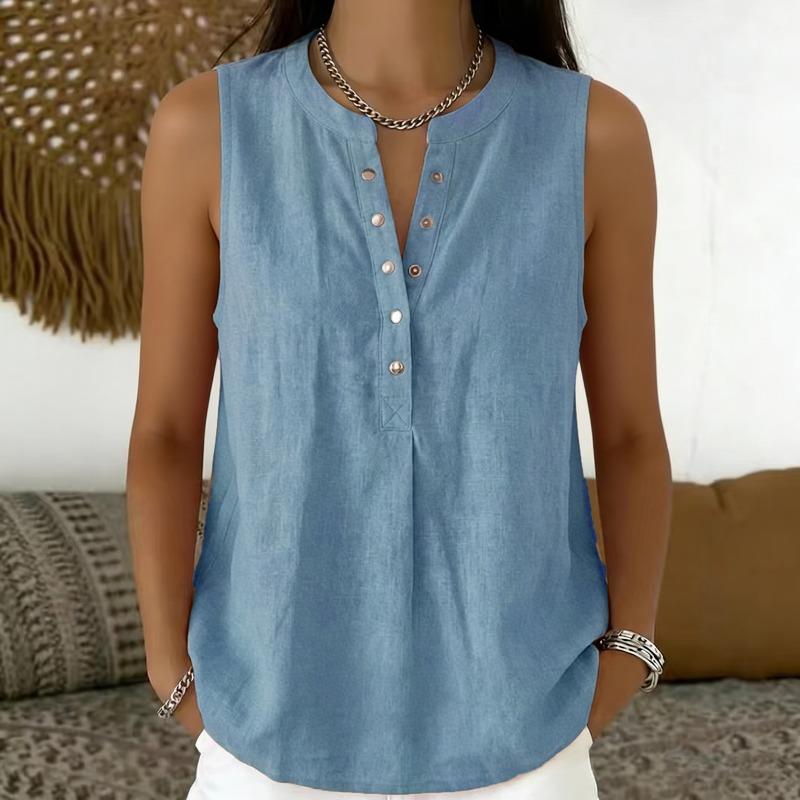 DICFY Women's Fashion Casual Summer Spring V-Neck Sleeveless Blouses & Shirts