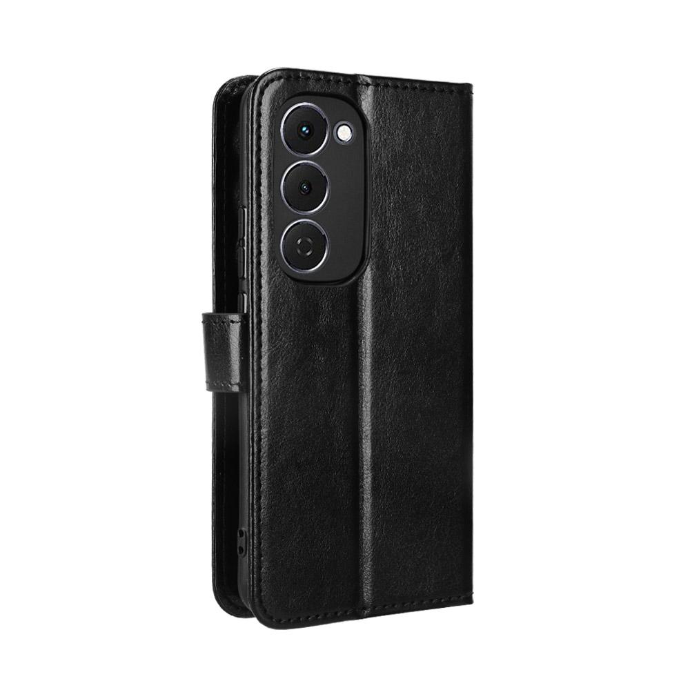 For TECNO Spark 40 Pro+ 4G PU Leather Case with Strap Crazy Horse Texture Phone Wallet Cover