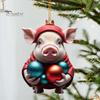 Christmas Pendant Adorable Cartoon Pig Shape Xmas Tree Hanging Ornament for Home Festive Decorations