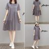 Plus Size Women's Korean Style Short Sleeve Irregular Patchwork Dress