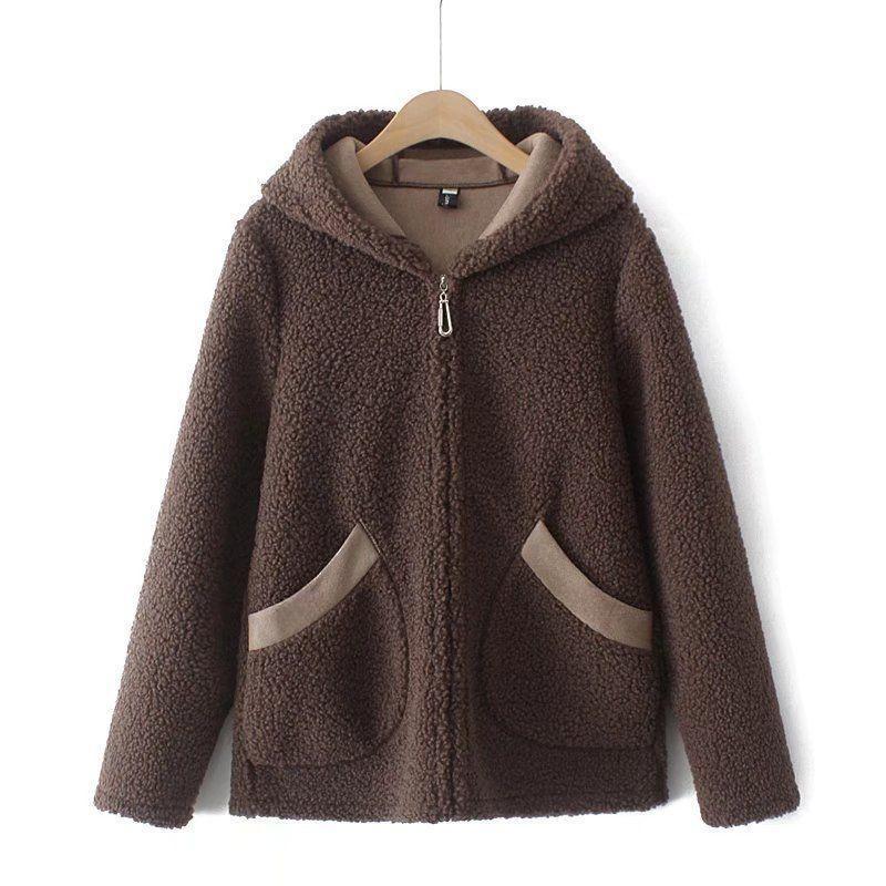 Wintermantel aus Baumwolle für ältere Frauen mittleren Alters, warmes Polarfleece, dicke Kapuzenjacke, lässig, übergroß, lockerer Parker-Mantel