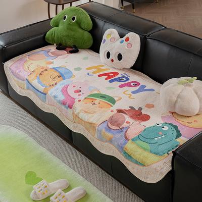 Plüsch Speziell geformtes Sofakissen Herbst und Winter Neu Ledersofa Sitzkissen Fixiert Rutschfest Dopamin Cartoon Sofabezug Stoffhandtuch