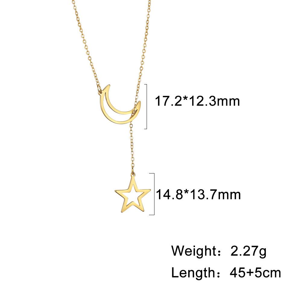 

Unift Fashion Moon Star Pendant Necklace Simple Stainless Steel Star Moon Collarbone Chain Gold Color Necklaces for Women золотой