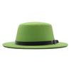 European and American new flat-brimmed flat-top hat woolen top hat women's fashion black belt jazz hat Panama hat
