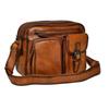 Eight Boar Arpas Genuine Cowhide Leather Large Capacity Shoulder Bag, Orange Brown, Uneven Dye, Men's, Size K46