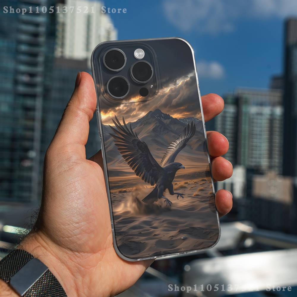 Cool Animal Eagle Art Phone Case For iPhone 16,15,17,12,13,14,11 Max,Pro,Plus,X,XS,XR,SE4,E Mini Transparent Cover