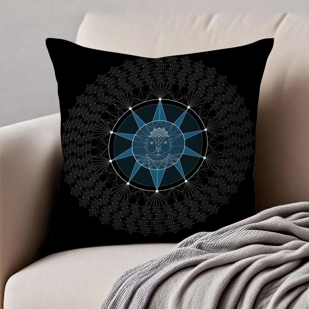 Modern Geometric Border Shading Background Art Cushion Cover Pillowcase Antidustmite Invisible Zipper Short Plush Sofa Cushion