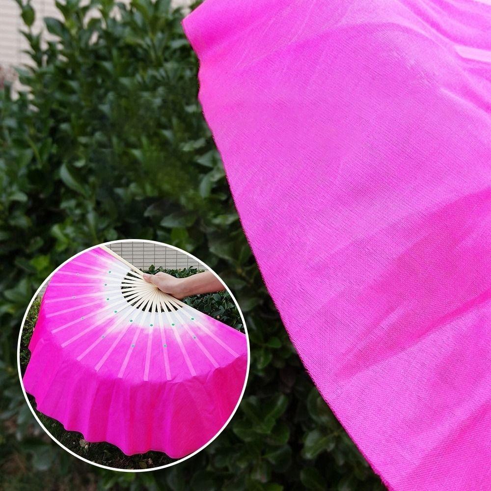 31cm Bamboo Chinese Short Bellydance Fan 17/20cm Half Circle Silk Veil Pairs Hand Dye Adults Fan
