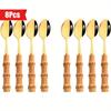 8pcs Golden Teaspoon, Stirring Spoon Bamboo Handle Ice Cream Spoon, Coffee Tea Spoon Set, Food Grade 304 Tablespoons, 6.3-inch