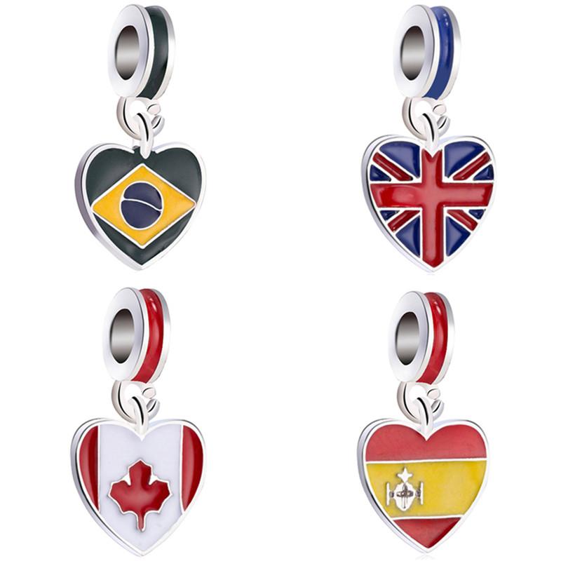 Einfacher Stil Nationalflaggen Anhänger Perlen Schmuckherstellung für Originalmarken Charms Armbänder Armreifen Schmuck für Frauen Geschenke