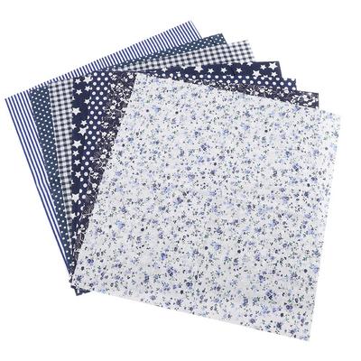 7pcs 25*25cm Cotton Fabric DIY Assorted Squares Pre Cut Bedding Kit Quarters Bundle Dark Blue