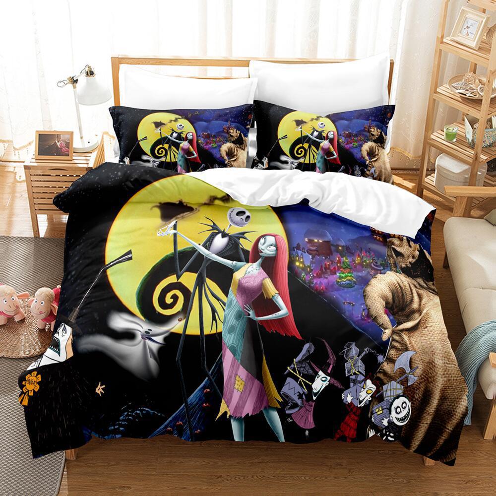 Animation Cartoon Digital Printing Bedding Christmas Eve Fright Polyester Cotton Microfiber Duvet Set Three-Piece Set