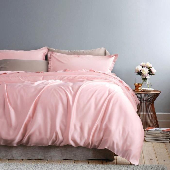 Duvet Cover - 220x240 Cm - 100% Cotton - Pink - 2 Pillowcases 65x65 Cm